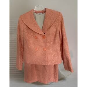 Womans Isabella Shantung Suits 2 Pc Special Occasion Skirt & Jacket Set 12 Coral